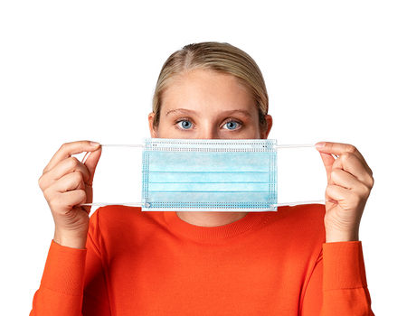 Ud i det blå med maske på